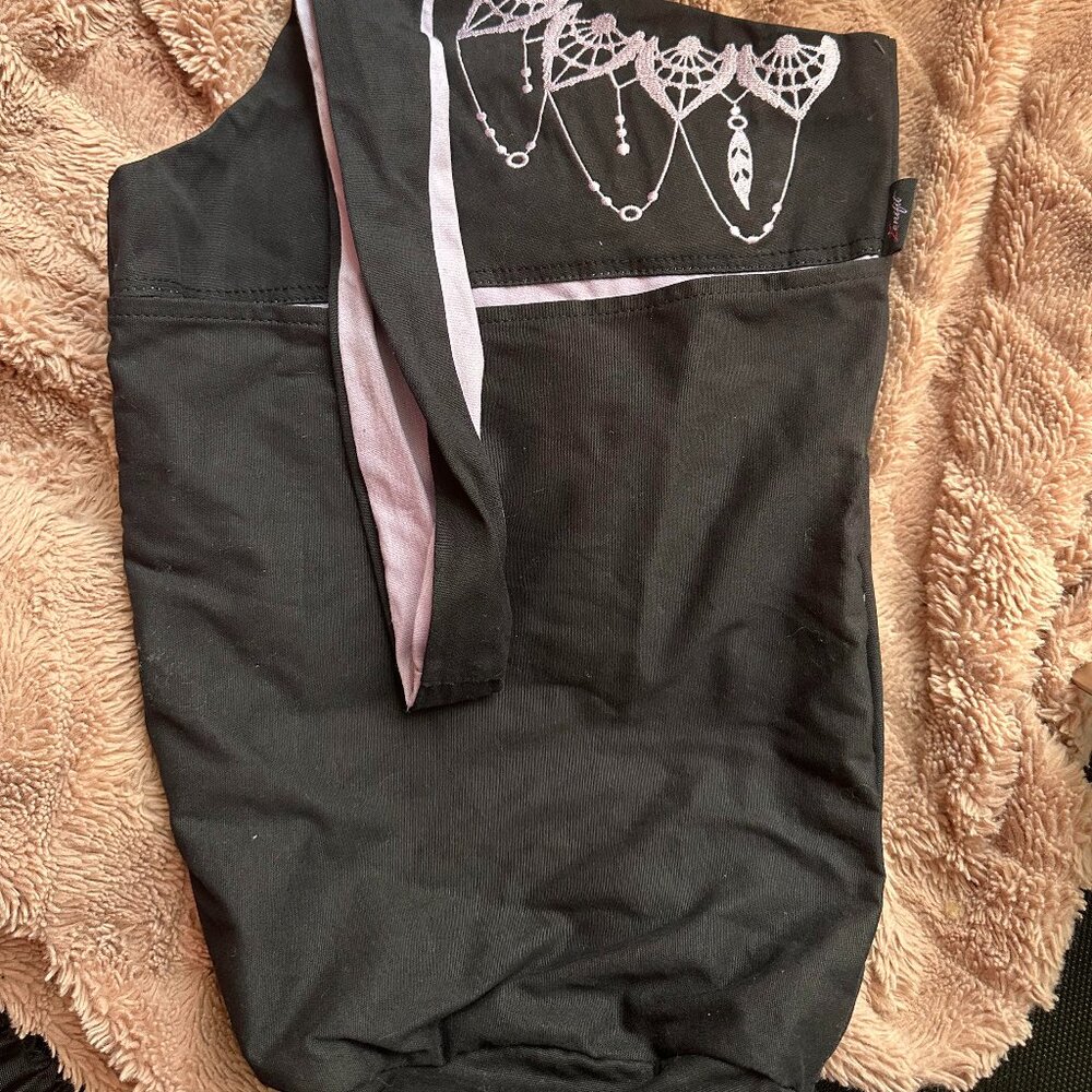 Black and Purple Yoga Mat Bag with Side Storage